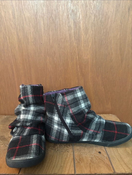 Blowfish Shoes - Blowfish Black Gray Plaid Ankle Booties